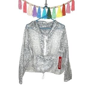 Good American Icy Leopard Print Windbreaker Layering Spring Jacket Size 2XL